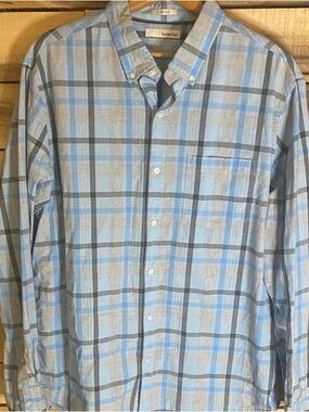 Hawker Rye Light Blue and Gray Plaid button down Shirt size XL cotton